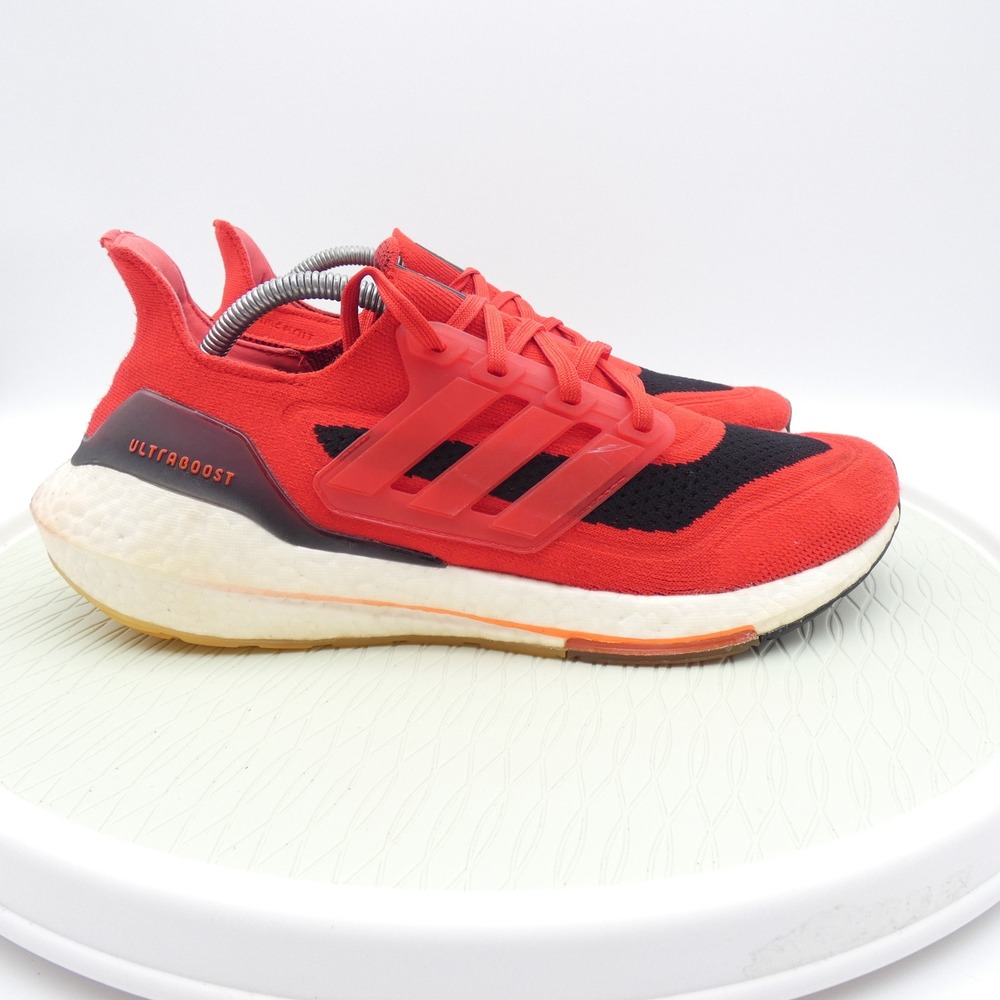 Adidas Ultraboost 21 Solar Red Core Black Running Shoes FY0387 Mens Size 11 - Picture 3 of 9